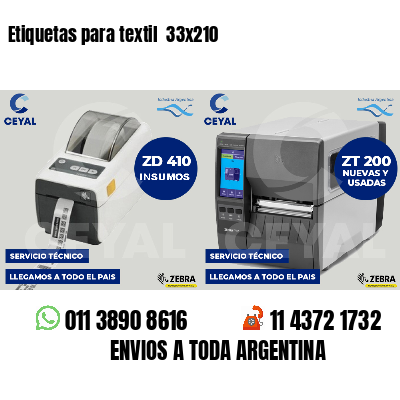 Etiquetas para textil  33x210