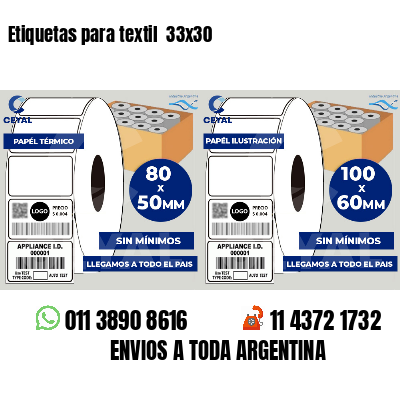 Etiquetas para textil 33x30