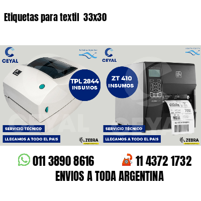 Etiquetas para textil 33x30