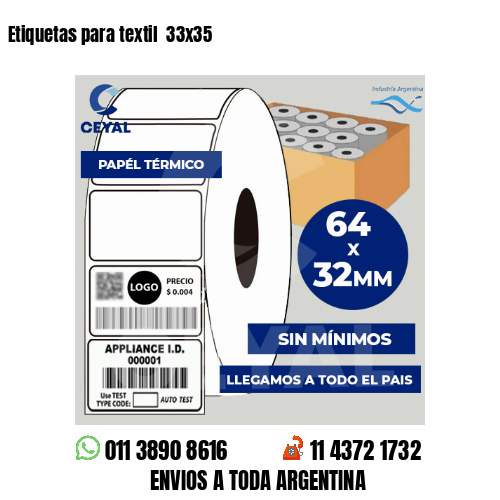 Etiquetas para textil 33x35
