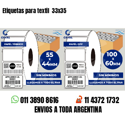 Etiquetas para textil 33x35