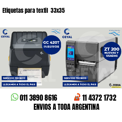 Etiquetas para textil 33x35