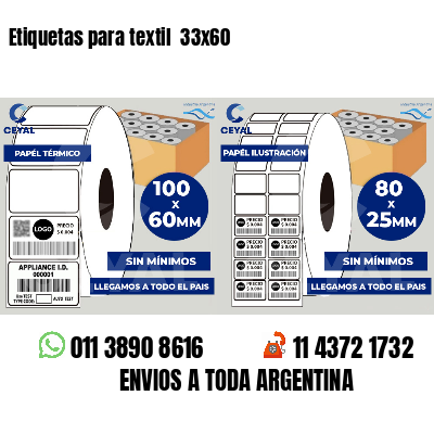 Etiquetas para textil  33x60