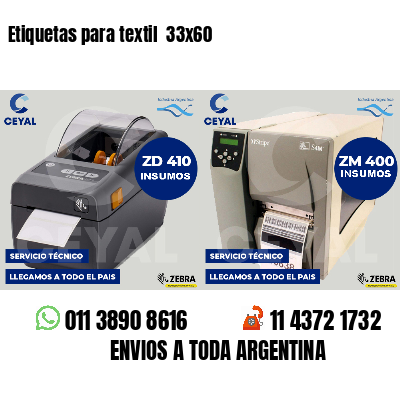 Etiquetas para textil  33x60