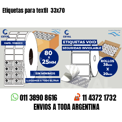 Etiquetas para textil 33x70