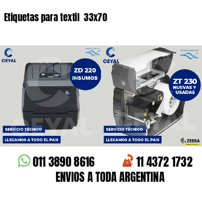 Etiquetas para textil 33x70