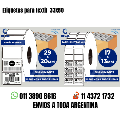 Etiquetas para textil 33x80