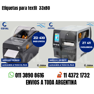 Etiquetas para textil 33x80