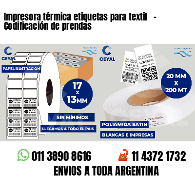 Impresora térmica etiquetas para textil   - Codificación de prendas