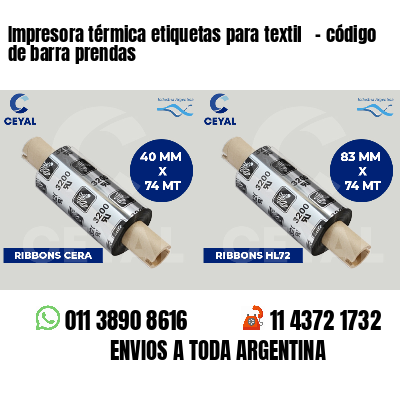 Impresora térmica etiquetas para textil   - código de barra prendas