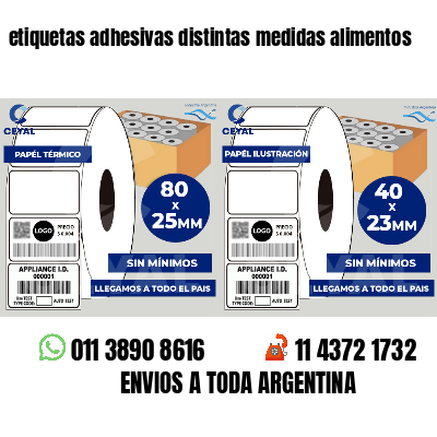 etiquetas adhesivas distintas medidas alimentos