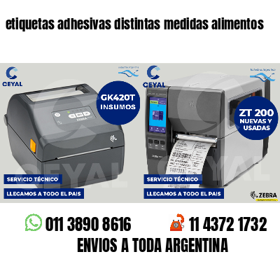 etiquetas adhesivas distintas medidas alimentos
