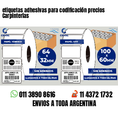 etiquetas adhesivas para codificación precios Carpinterías