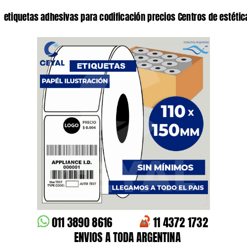etiquetas adhesivas para codificación precios Centros de estética