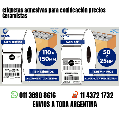etiquetas adhesivas para codificación precios Ceramistas