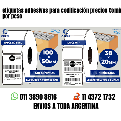 etiquetas adhesivas para codificación precios Comidas por peso