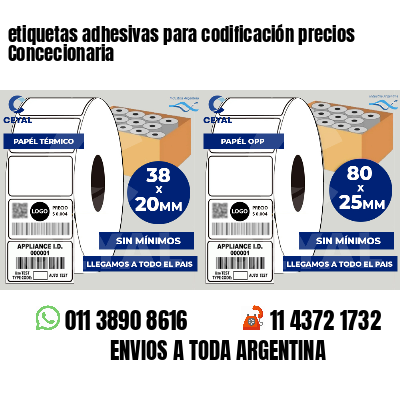 etiquetas adhesivas para codificación precios Concecionaria