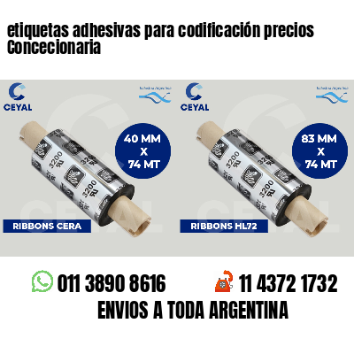 etiquetas adhesivas para codificación precios Concecionaria
