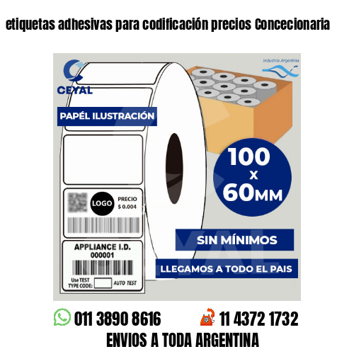 etiquetas adhesivas para codificación precios Concecionaria