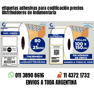 etiquetas adhesivas para codificación precios Distribuidores de indumentaria
