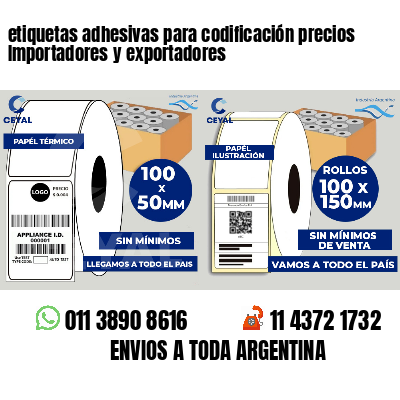 etiquetas adhesivas para codificación precios Importadores y exportadores