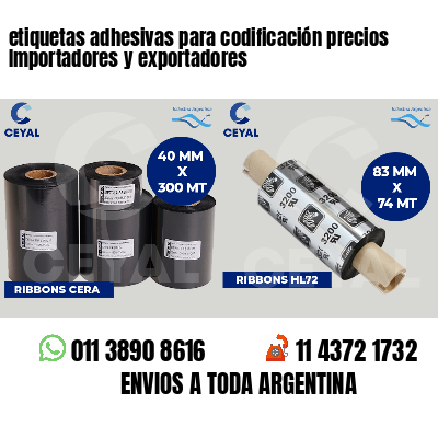 etiquetas adhesivas para codificación precios Importadores y exportadores