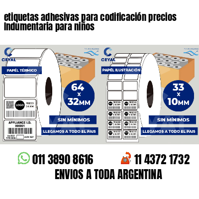 etiquetas adhesivas para codificación precios Indumentaria para niños
