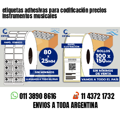 etiquetas adhesivas para codificación precios Instrumentos musicales
