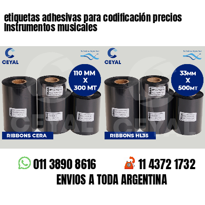 etiquetas adhesivas para codificación precios Instrumentos musicales
