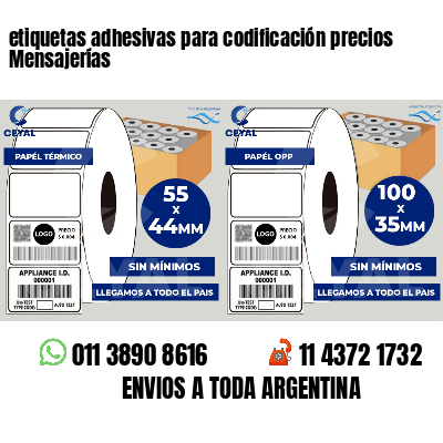 etiquetas adhesivas para codificación precios Mensajerías