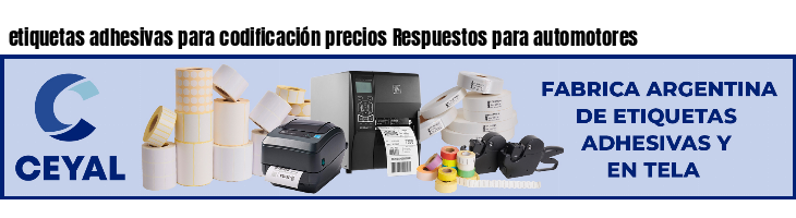 etiquetas adhesivas para codificación precios Respuestos para automotores
