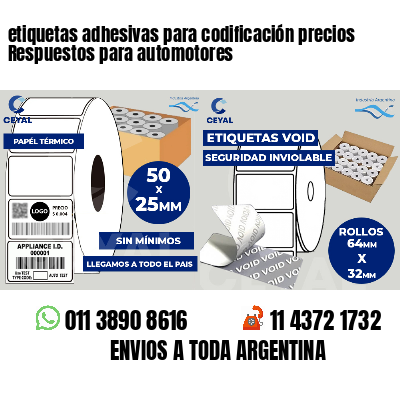 etiquetas adhesivas para codificación precios Respuestos para automotores