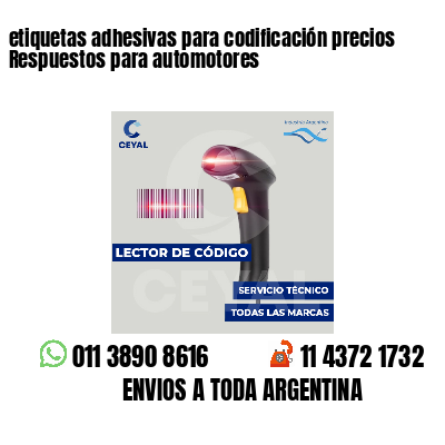 etiquetas adhesivas para codificación precios Respuestos para automotores