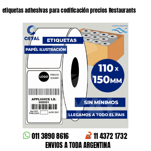 etiquetas adhesivas para codificación precios Restaurants