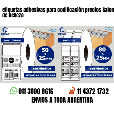 etiquetas adhesivas para codificación precios Salones de belleza