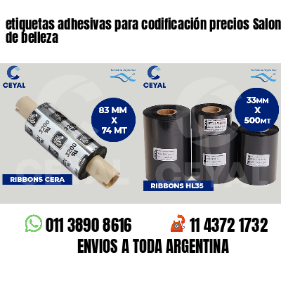 etiquetas adhesivas para codificación precios Salones de belleza