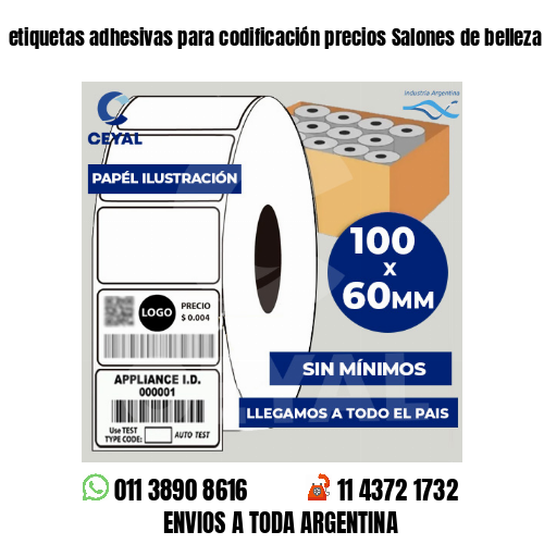 etiquetas adhesivas para codificación precios Salones de belleza