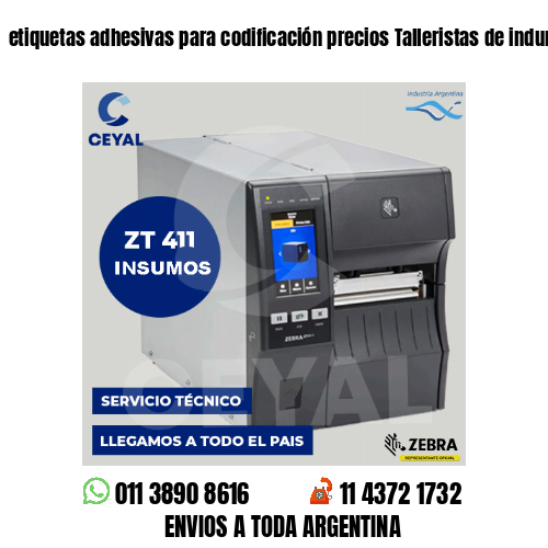 etiquetas adhesivas para codificación precios Talleristas de indumnentaria