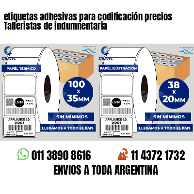 etiquetas adhesivas para codificación precios Talleristas de indumnentaria