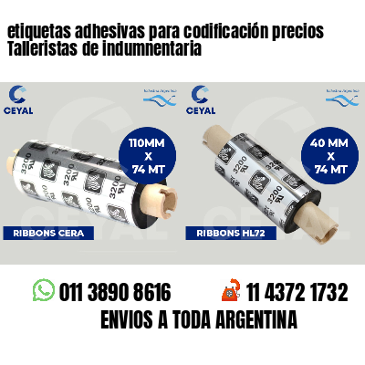 etiquetas adhesivas para codificación precios Talleristas de indumnentaria