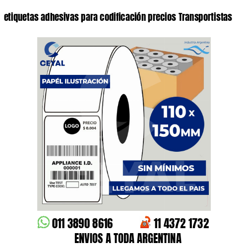 etiquetas adhesivas para codificación precios Transportistas