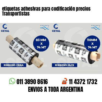 etiquetas adhesivas para codificación precios Transportistas