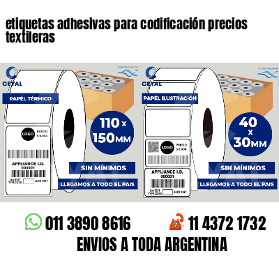 etiquetas adhesivas para codificación precios textileras