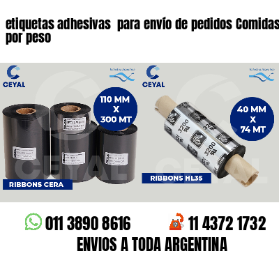 etiquetas adhesivas  para envío de pedidos Comidas por peso