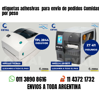 etiquetas adhesivas para envío de pedidos Comidas por peso