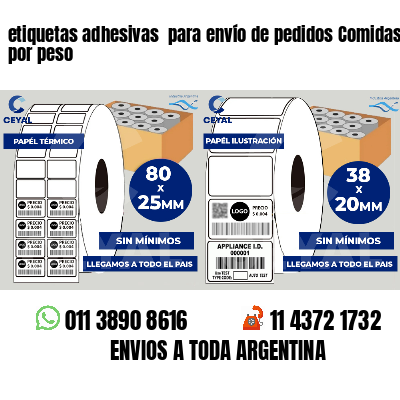 etiquetas adhesivas  para envío de pedidos Comidas por peso