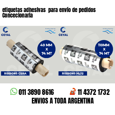 etiquetas adhesivas  para envío de pedidos Concecionaria