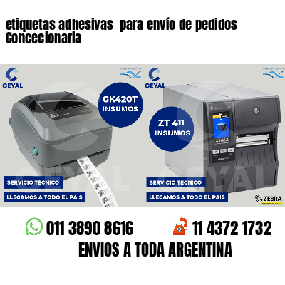 etiquetas adhesivas para envío de pedidos Concecionaria