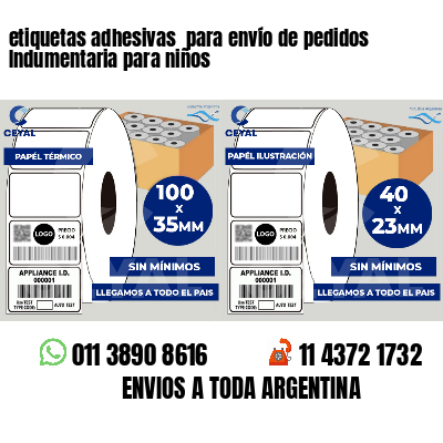 etiquetas adhesivas  para envío de pedidos Indumentaria para niños