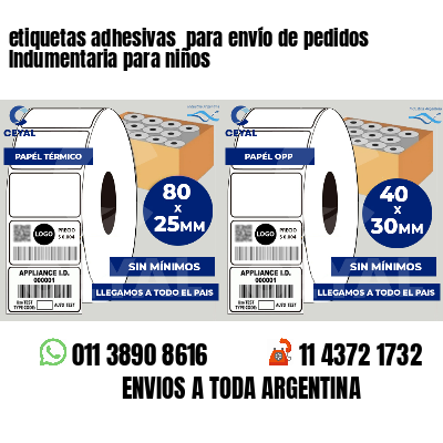 etiquetas adhesivas  para envío de pedidos Indumentaria para niños